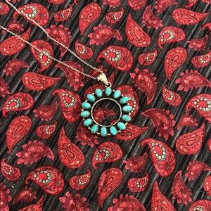 Genuine Turquoise and Silver Pendant Necklace
